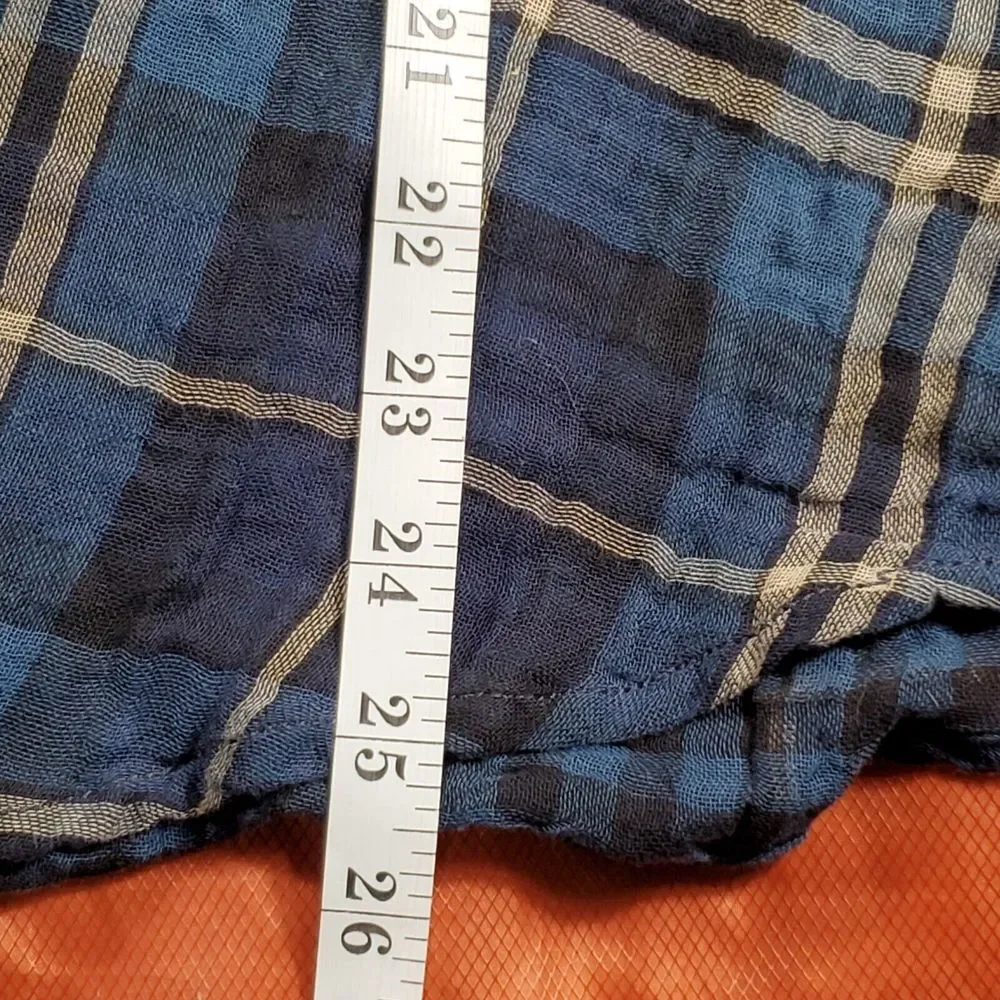 Free People Women's Blue Plaid Long‎ Sleeve Button Down Top Size Small FP